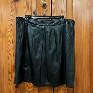 Eileen Fisher Fisher Project Black Leather Skirt size L